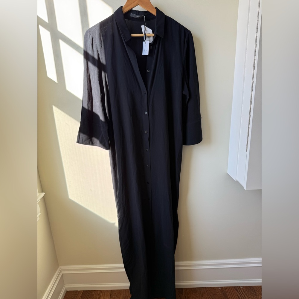 NWT LENNY NIEMEYER Chemisier Long Dress Slit Black Maxi Shirtdress Classic M